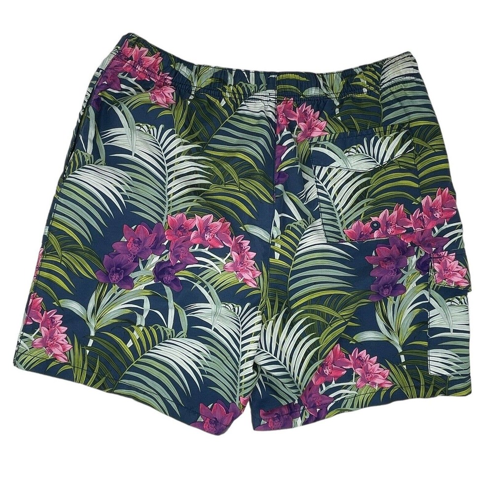 Tommy Bahama Tropical Floral Swim Trunks - Green and Pink